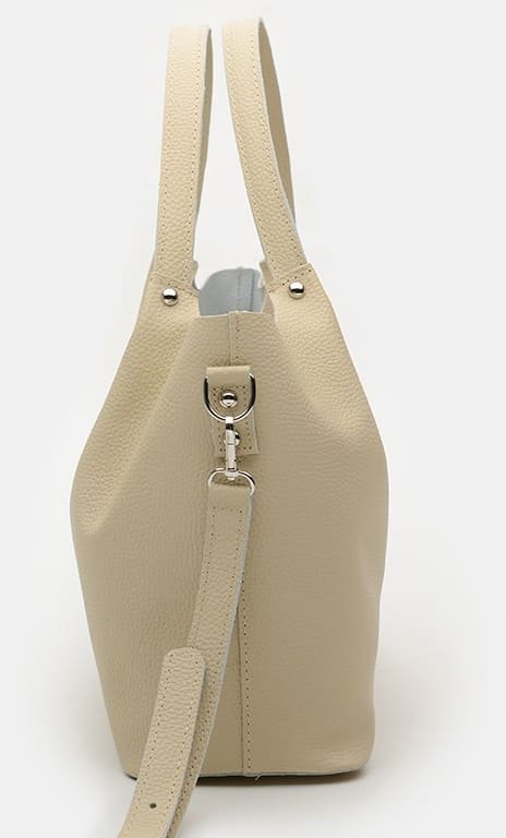 Жіноча світло-бежева середня сумка з натуральної шкіри з ручками Ricco Grande (21913)