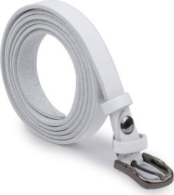 Узкий женский ремешок из натуральной кожи белого цвета Vintage (2420754)