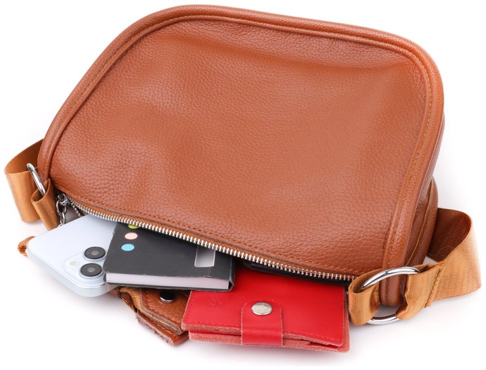 Напівкругла сумка зі шкіри флотар для жінок Vintage 103159 коричневого кольору фото №9 Напівкругла сумка зі шкіри флотар для жінок Vintage 103159 коричневого кольору modnotak фото №9