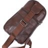 Сумка - рюкзак мужская через одно плечо коричневого цвета VINTAGE STYLE (14986) - 4