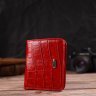 Маленький червоний жіночий гаманець із натуральної шкіри з тисненням під крокодила CANPELLINI (2421795) - 6