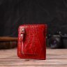 Маленький красный женский кошелек из натуральной кожи с тиснением под крокодила CANPELLINI (2421795) - 7