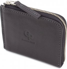 Чорний гаманець середнього розміру з натуральної шкіри Grande Pelle (13310)