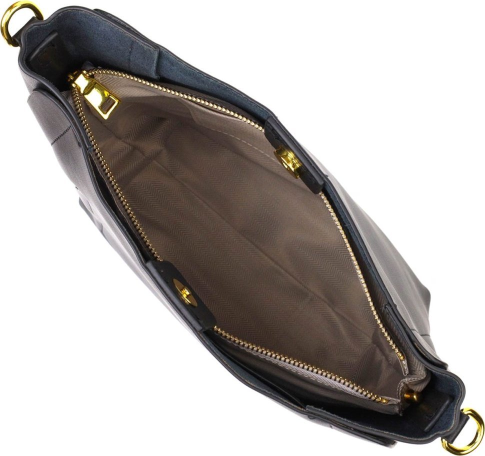 Жіноча сумка чорного кольору з натуральної шкіри з однією лямкою Vintage (2422109)