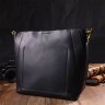 Женская сумка черного цвета из натуральной кожи с одной лямкой Vintage (2422109) - 8