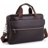 Чоловіча шкіряна сумка для ноутбука в темно-коричневому кольорі Tiding Bag (15749) - 1