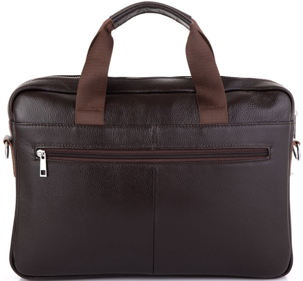 Чоловіча шкіряна сумка для ноутбука в темно-коричневому кольорі Tiding Bag (15749)