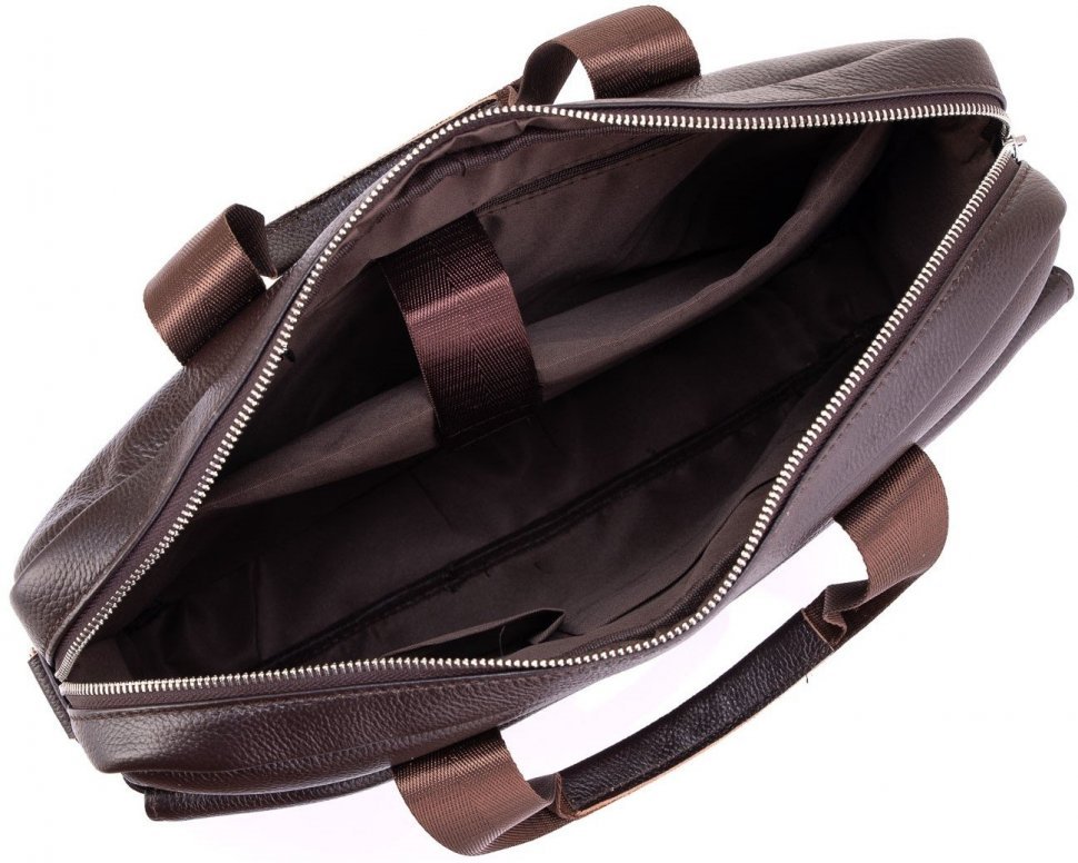 Мужская кожаная сумка для ноутбука в темно-коричневом цвете Tiding Bag (15749)