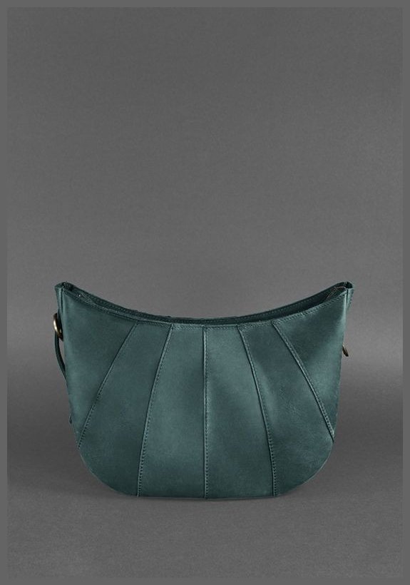 Женская сумка зеленого цвета из качественной кожи BlankNote Круассан (12648)