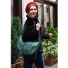 Женская сумка зеленого цвета из качественной кожи BlankNote Круассан (12648) - 9