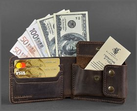 Затиск темно-коричневого кольору з натуральної шкіри з монетницьою BlankNote Zeus (12581)