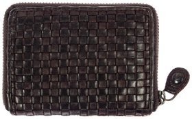 Компактный женский кошелёк из плетёной кожи коричневого цвета Ashwood D80 94059 (Великобритания)