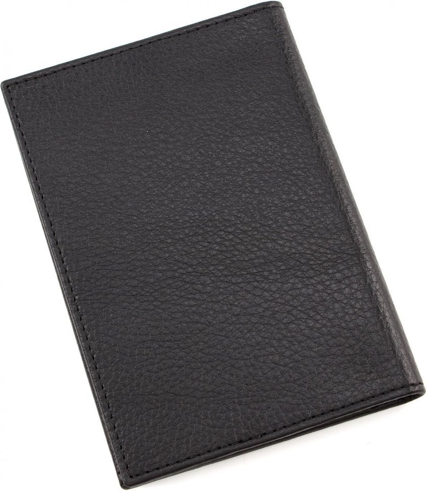 Черная обложка для паспорта из фактурной кожи KARYA (094-45)