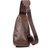 Коричневая мужская сумка-рюкзак вертикального типа из кожзама Vintage (20572) - 2