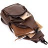 Коричневая мужская сумка-рюкзак вертикального типа из кожзама Vintage (20572) - 5