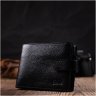 Чоловічий горизонтальний гаманець із натуральної шкіри чорного кольору на кнопці BOND (2422042) - 7