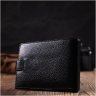 Чоловічий горизонтальний гаманець із натуральної шкіри чорного кольору на кнопці BOND (2422042) - 8