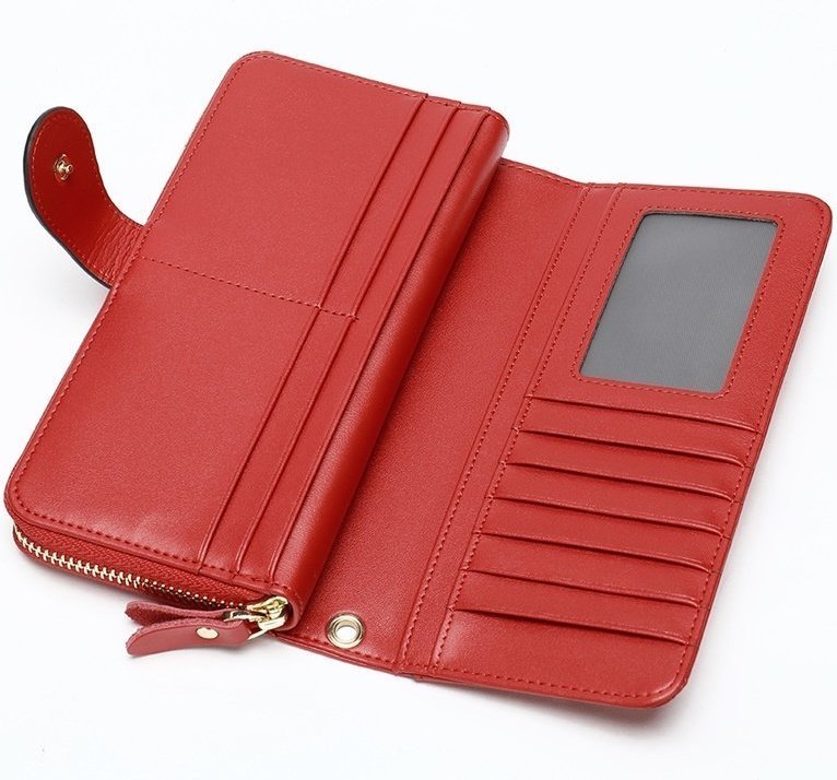Красный женский кошелек-клатч из натуральной кожи с ремешком на запястье Vintage (20048)