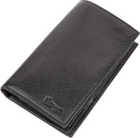Чоловічий вертикальний чорний гаманець із натуральної шкіри флотар KARYA (2417132)