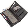 Мужской вертикальный черный бумажник из натуральной кожи флотар KARYA (2417132) - 4