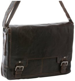 Мужская сумка мессенджер из натуральной кожи для ноутбука до 15" Ashwood коричневого цвета 94359