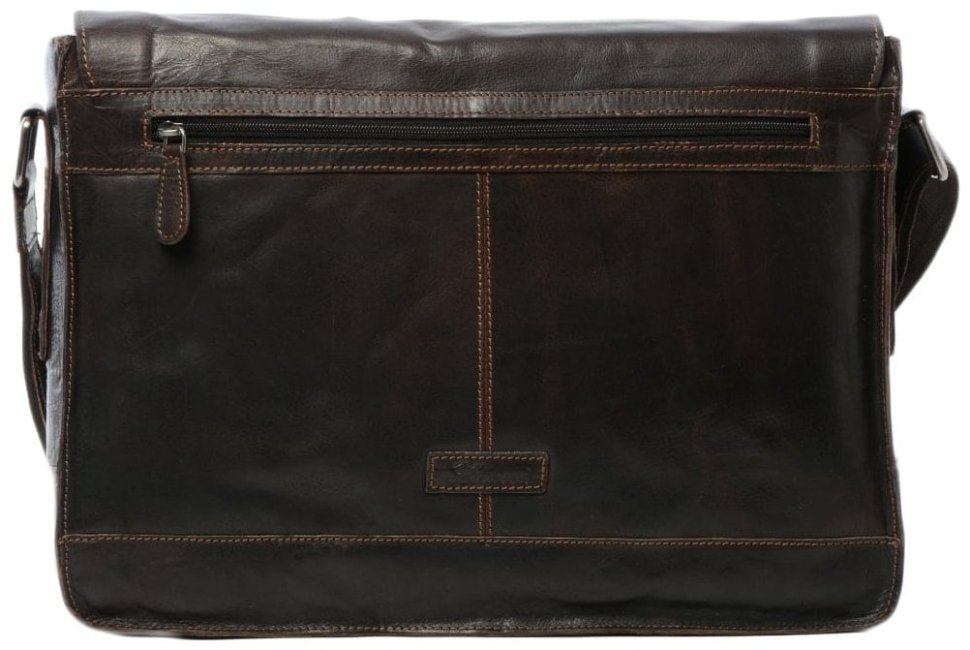 Мужская сумка мессенджер из натуральной кожи для ноутбука до 15" Ashwood коричневого цвета 94359 modnotak фото №3