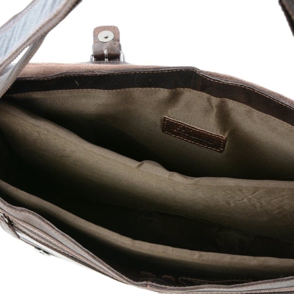 Мужская сумка мессенджер из натуральной кожи для ноутбука до 15" Ashwood коричневого цвета 94359 modnotak фото №4