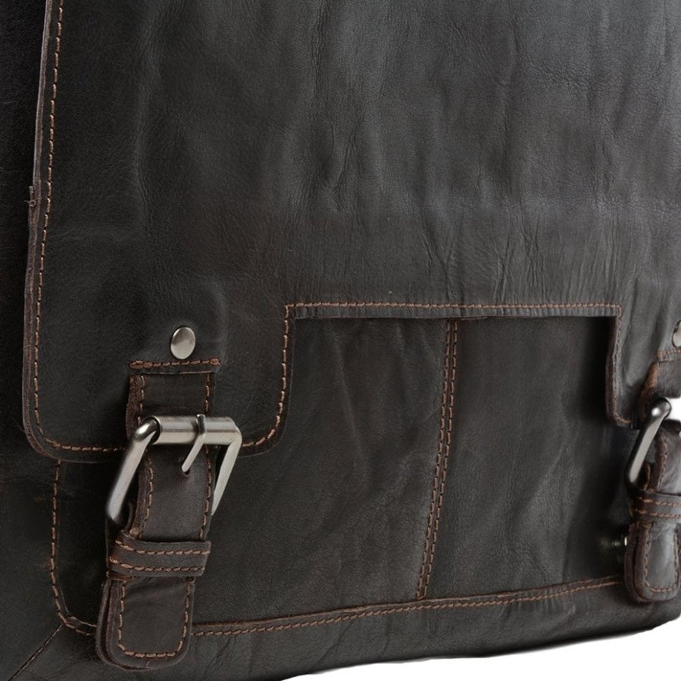 Мужская сумка мессенджер из натуральной кожи для ноутбука до 15" Ashwood коричневого цвета 94359 modnotak фото №5