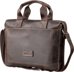 Мужской портфель с двумя ручками из винтажной кожи в коричневом цвете SHVIGEL (11108)