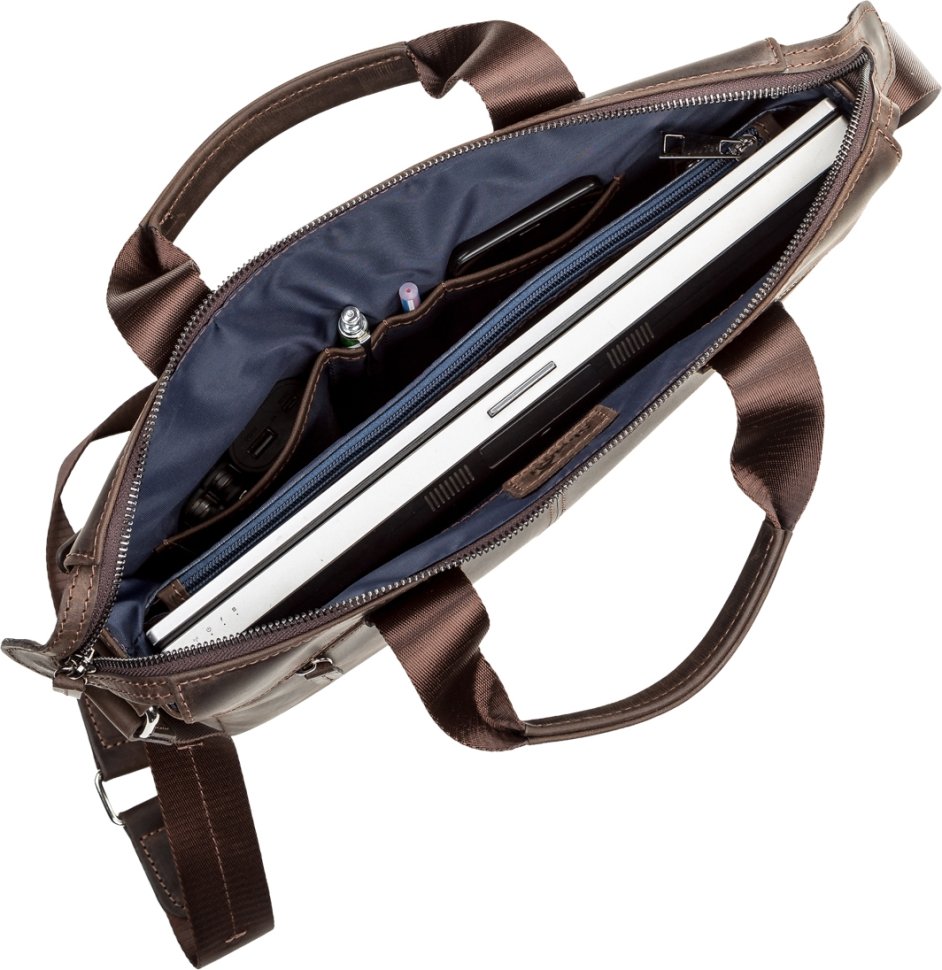 Мужской портфель с двумя ручками из винтажной кожи в коричневом цвете SHVIGEL (11108)