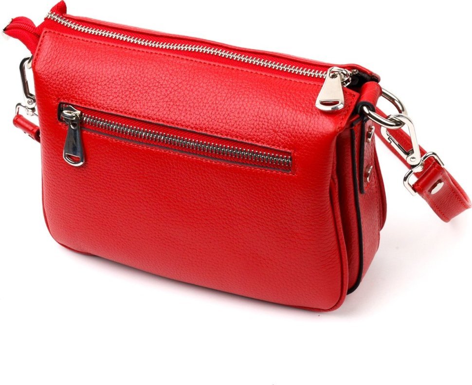 Красная женская сумка-кроссбоди из натуральной кожи на молнии KARYA (2420845)