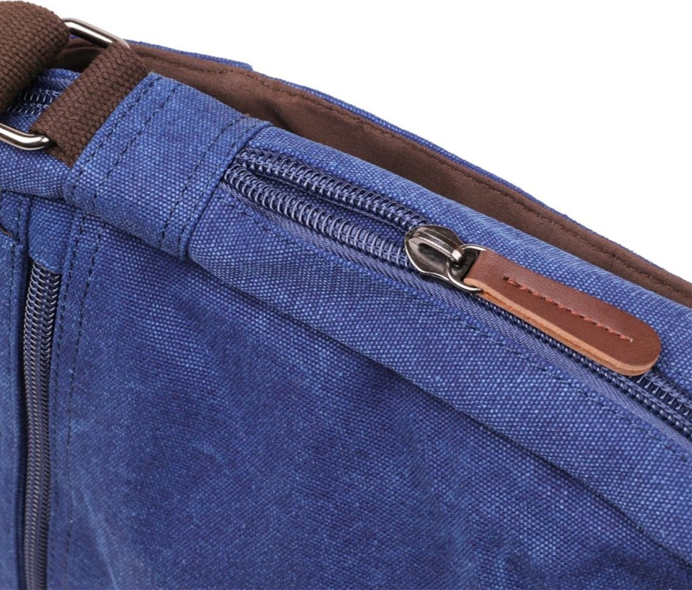 Синяя текстильная сумка для ноутбука через плечо Vintage (20189)