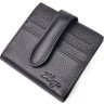 Чорний жіночий гаманець компактного розміру з натуральної шкіри з хлястиком на кнопці KARYA (2420945) - 1