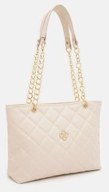 Стильная вместительная женская сумка из кожзама с ручками Monsen 94659 белого цвета