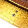 Женский желтый кошелек из натуральной кожи с тиснением под крокодила KARYA (2421145) - 3