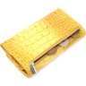 Жіночий жовтий гаманець із натуральної шкіри з тисненням під крокодила KARYA (2421145) - 7