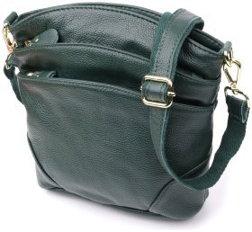 Компактна жіноча шкіряна сумка через плече Vintage 94859 зеленого кольору