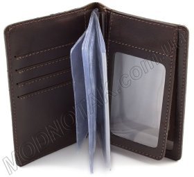 Кожаная обложка для автодокументов тёмно-коричневого цвета ST Leather (17796)