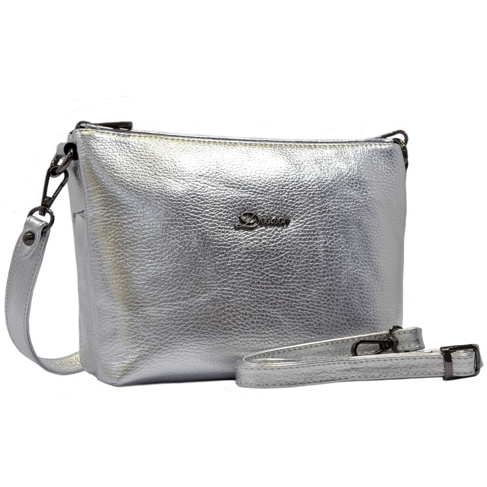 Жіноча срібляста сумка з натуральної шкіри Desisan (28308)