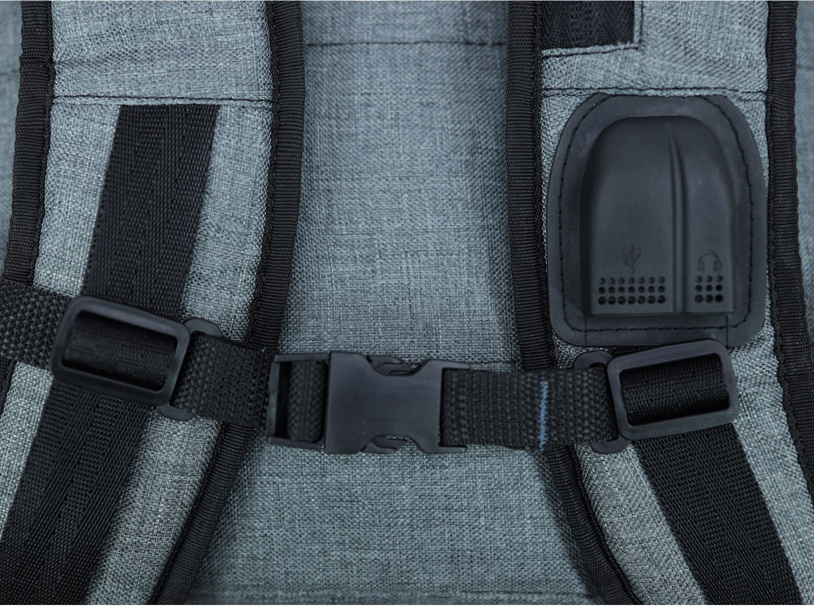Серый текстильный рюкзак под ноутбук с USB-разъемом - Bagland 55659