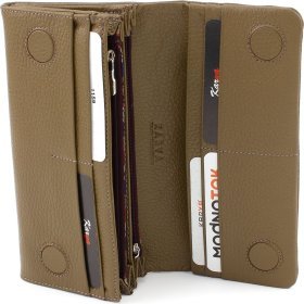 Женский кожаный кошелек крупного размера в цвете хаки KARYA (55959)