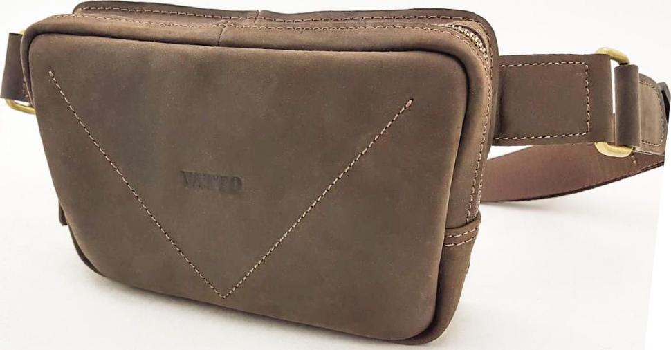 Шкіряна чоловіча сумка на пояс коричневого кольору VATTO (11801)
