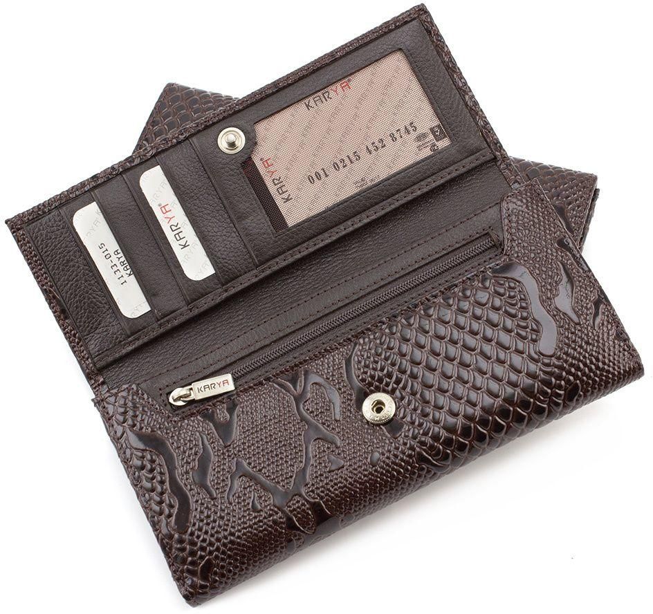 Лаковий гаманець на кнопці з блоком для карток KARYA (16146)