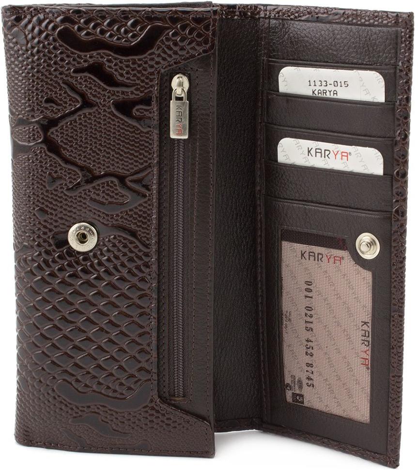 Лаковий гаманець на кнопці з блоком для карток KARYA (16146)