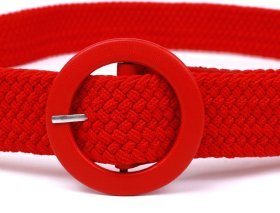 Красивый женский текстильный ремень красного цвета Vintage (2420817)
