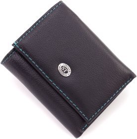 Шкіряний жіночий гаманець чорного кольору на магніті ST Leather 1767259