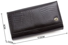 Черный лаковый кошелек с монетницей и блоком для карт ST Leather (16289)