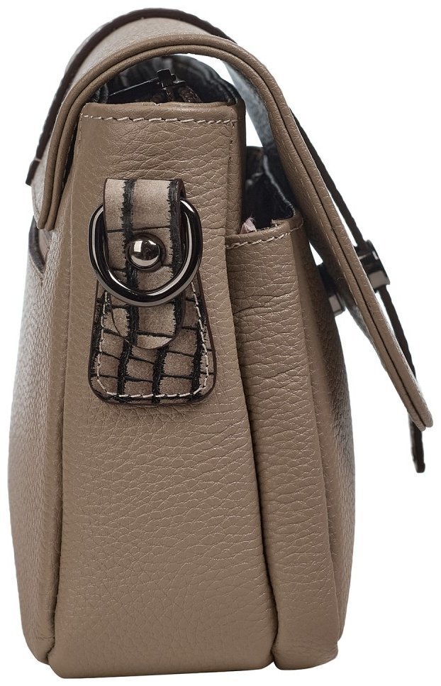 Повседневная женская сумка из натуральной кожи флотар с клапаном на магните Desisan 107459 бежевого цвета modnotak фото №3