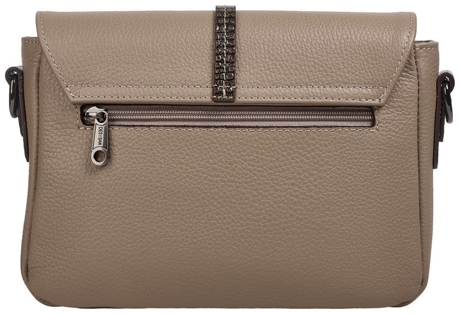 Повседневная женская сумка из натуральной кожи флотар с клапаном на магните Desisan 107459 бежевого цвета modnotak фото №4