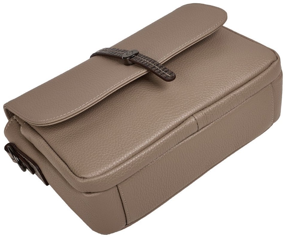 Повседневная женская сумка из натуральной кожи флотар с клапаном на магните Desisan 107459 бежевого цвета modnotak фото №5